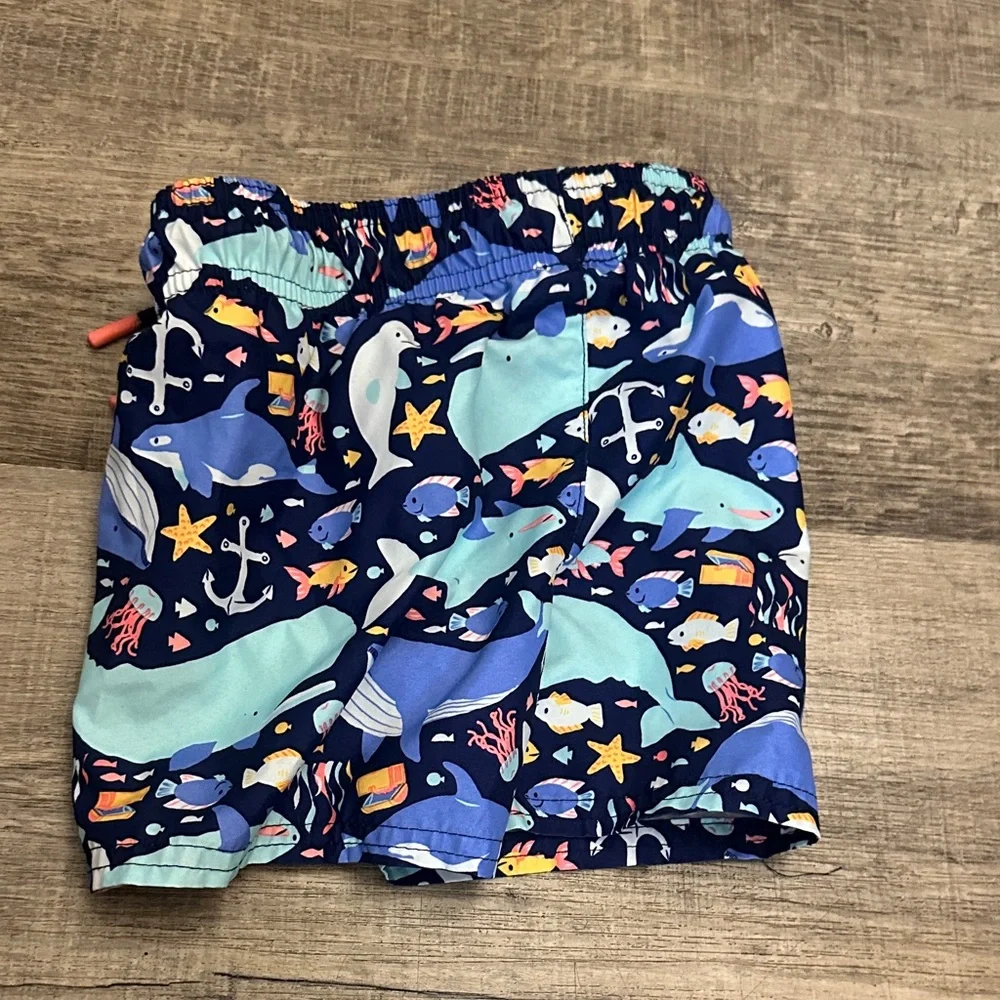 Cat & Jack Blue Ocean Print Swim Shorts